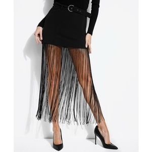 ✨ Black Mini Skirt with Fringe